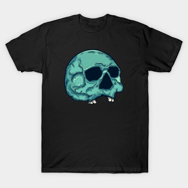 Green skull head T-Shirt by happymonday